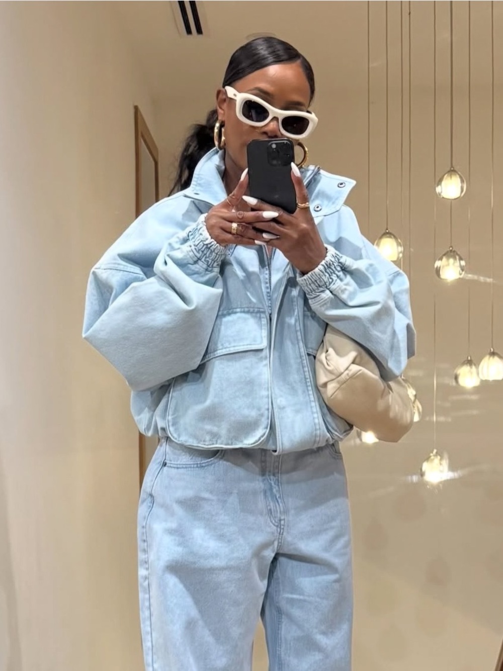 KBB by Kahlana Women’s Oversized Denim Bomber Jacket 🩵